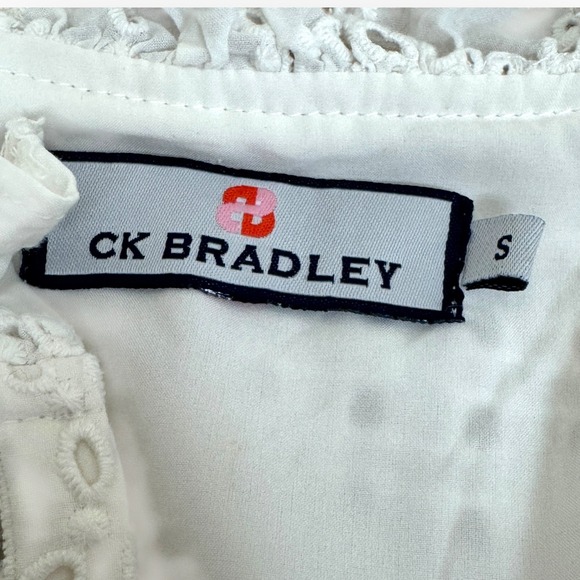 CK Bradley Eyelet Ruffle Mock‎ Neck Sleeveless Tiered Maxi Dress White S - Picture 2 of 11